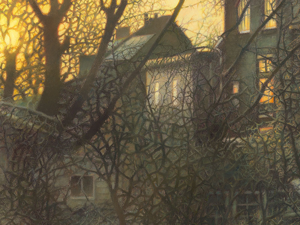 Zon door de bomen over het ijs, Sun through the trees over the ice in Berlikum