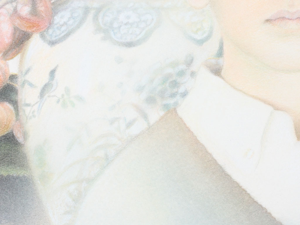 Paul Christiaan Bos: detail vaas op Portret Floris. Detail vase in Portrait Floris.