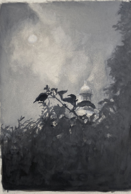 Paul Christiaan Bos: Voorstudie Maannacht, aquarel