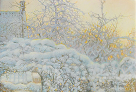 Paul Christiaan Bos: Sneeuw, harsolieverf en bladgoud